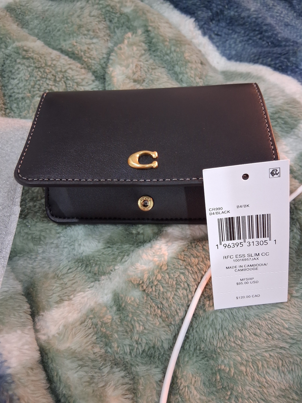 Coach Black Slim Wallet with Gold 'C' Accent